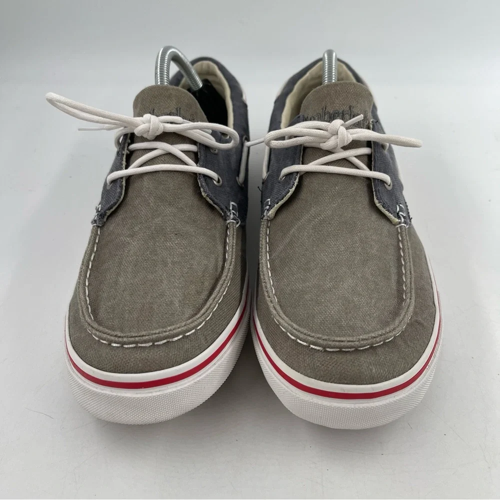 NEW! Timberland Men’s Earthkeepers Taupe Grey Canvas Lace-Up Boat Shoe - Size 10
